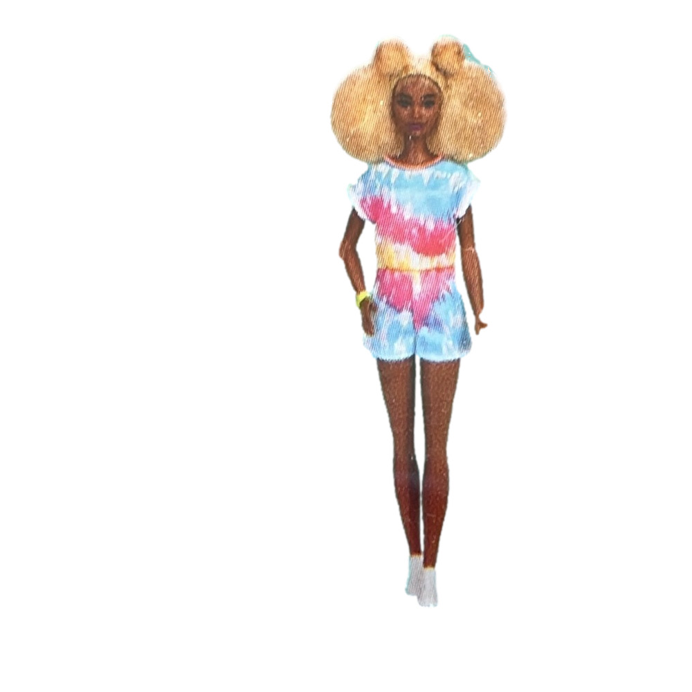 Barbie - Blonde Curly Hair, Dark Complexion - Tie Dye Clothes